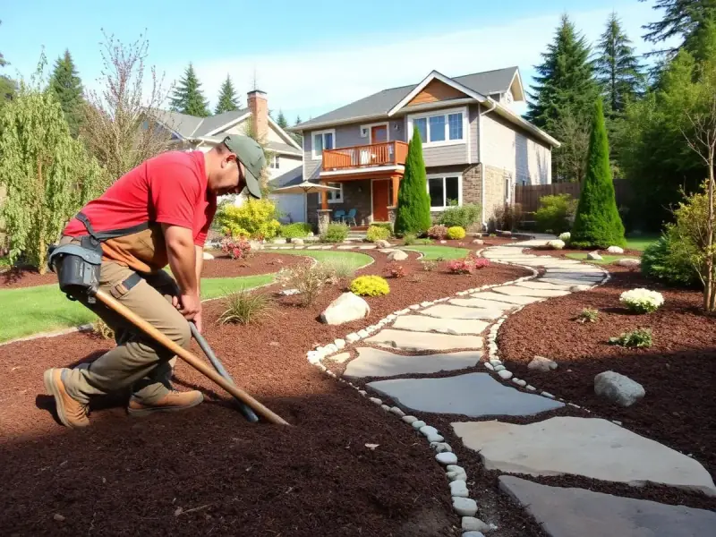 Landscaping contractor at work in South King County, WA